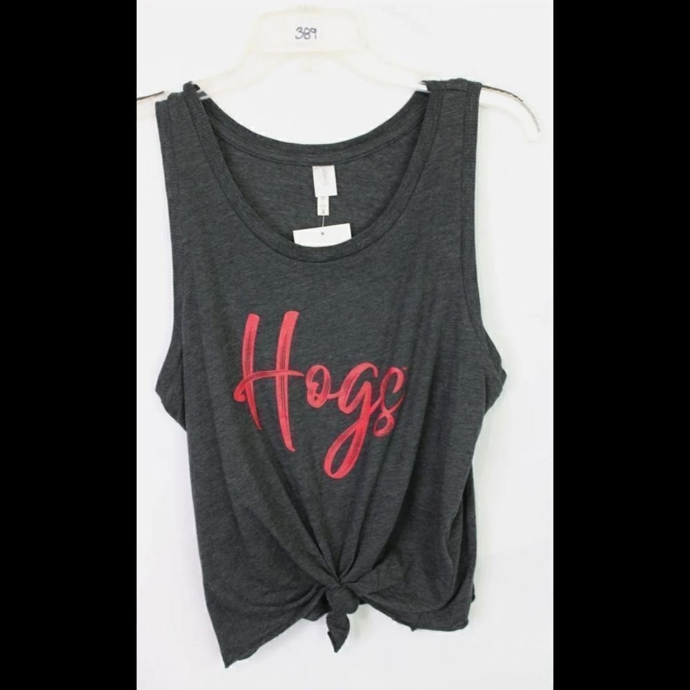 SUMMIT SPORTSWEAR TIE FRONT TANK TOP HOGS SIZE M NWT